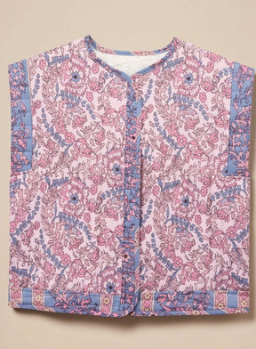 Women's Floral Quilted Vest with Pockets | Hannah in Purple - Juana Fashion