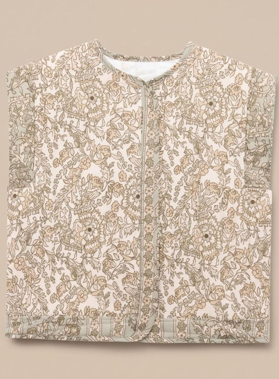 Women's Floral Quilted Vest with Pockets | Hannah in Purple - Juana Fashion