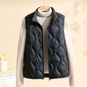 Women's Quilted Stand-Collar Vest | Annika in Cream - Juana Fashion