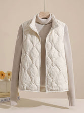 Women's Quilted Stand-Collar Vest | Annika in Cream - Juana Fashion