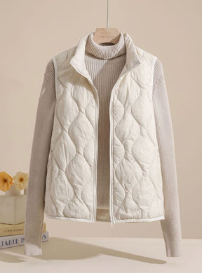 Women's Quilted Stand-Collar Vest | Annika in Cream - Juana Fashion