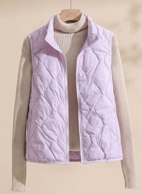 Women's Quilted Stand-Collar Vest | Annika in Cream - Juana Fashion