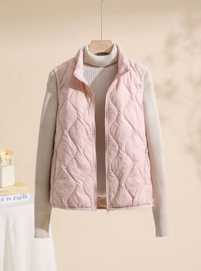 Women's Quilted Stand-Collar Vest | Annika in Cream - Juana Fashion