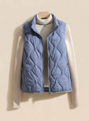 Women's Quilted Stand-Collar Vest | Annika in Cream - Juana Fashion