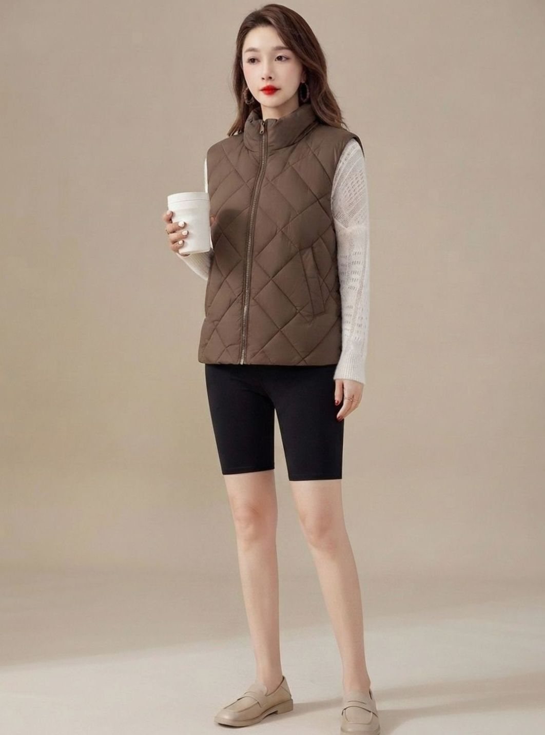 Women's High-Collar Quilted Vest | Marlene in Black - Juana Fashion