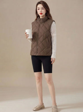 Women's High-Collar Quilted Vest | Marlene in Black - Juana Fashion