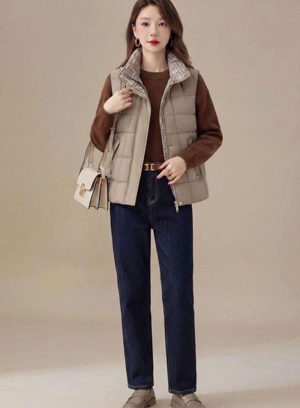 Women's High-Collar Quilted Vest | Marlene in Black - Juana Fashion