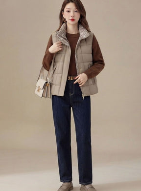 Women's High-Collar Quilted Vest | Marlene in Black - Juana Fashion