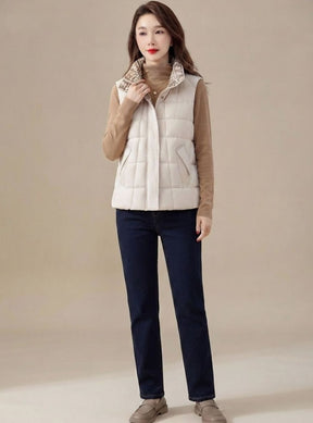 Women's High-Collar Quilted Vest | Marlene in Black - Juana Fashion