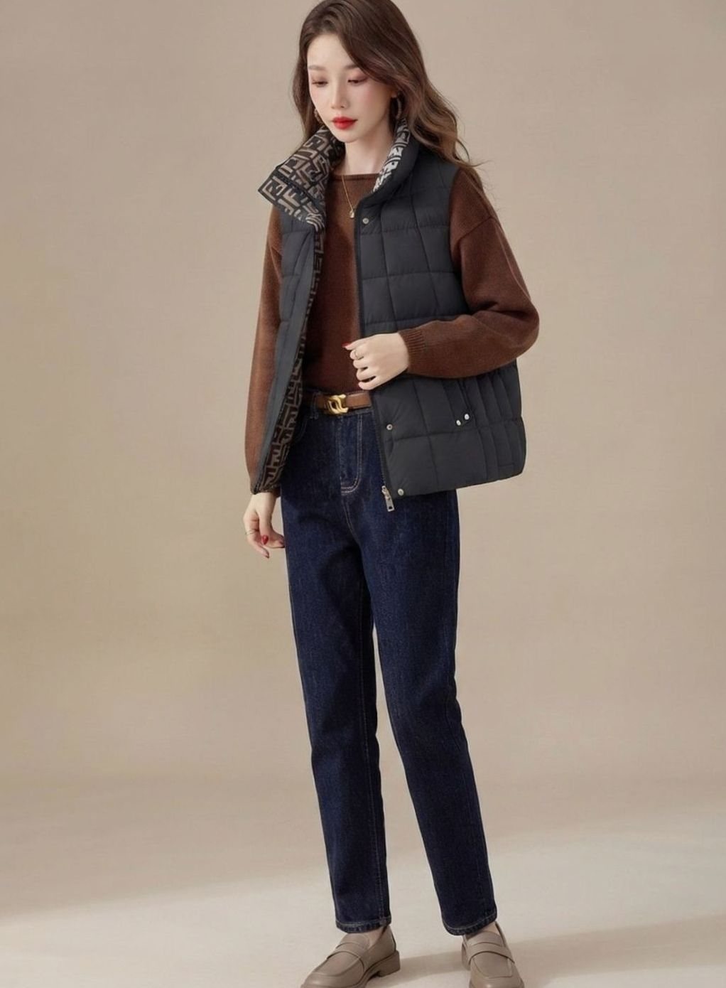 Women's High-Collar Quilted Vest | Marlene in Black - Juana Fashion