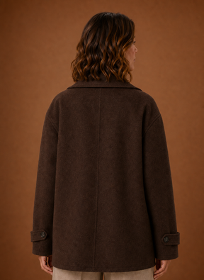 Women's Long Relaxed Button-Front Coat | Cecilia in Black - Juana Fashion