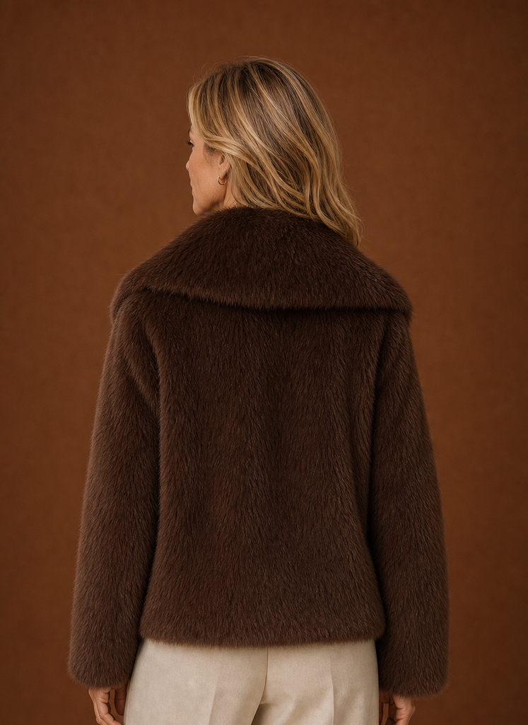 Women's Faux Fur Winter Coat | Mirella in Black - Juana Fashion