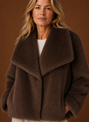 Women's Faux Fur Winter Coat | Mirella in Black - Juana Fashion
