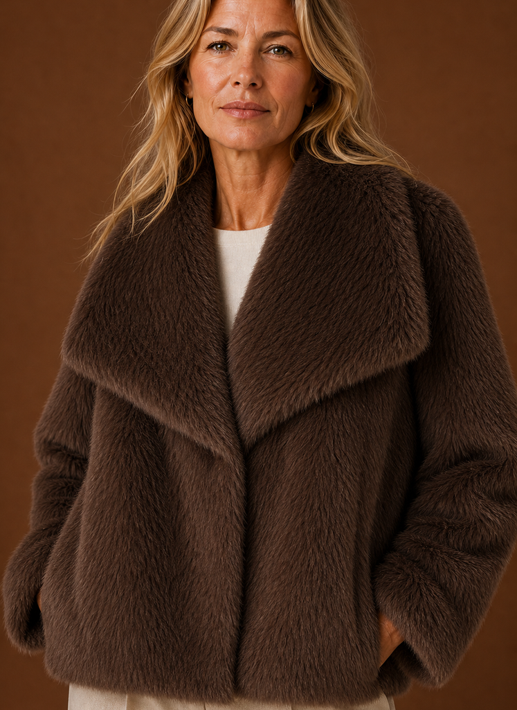 Women's Faux Fur Winter Coat | Mirella in Black - Juana Fashion