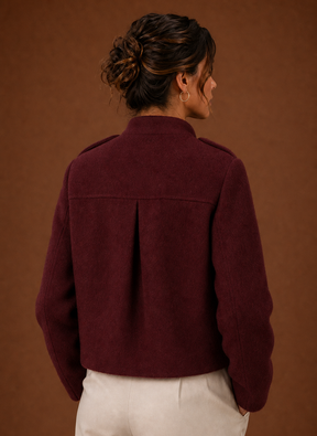 Women's Cropped Button-Front Jacket | Matilde in Burgundy - Juana Fashion