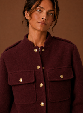 Women's Cropped Button-Front Jacket | Matilde in Burgundy - Juana Fashion