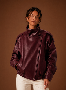Women's Relaxed High-Collar Jacket | Adela in Black - Juana Fashion