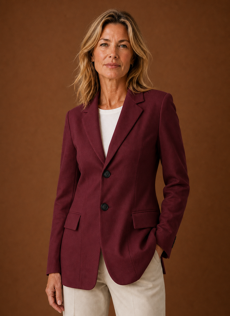 Women's Long Tailored Office Blazer | Daniela in Off-White - Juana Fashion