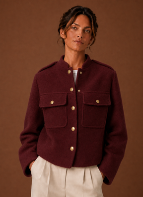 Women's Cropped Button-Front Jacket | Matilde in Apricot - Juana Fashion