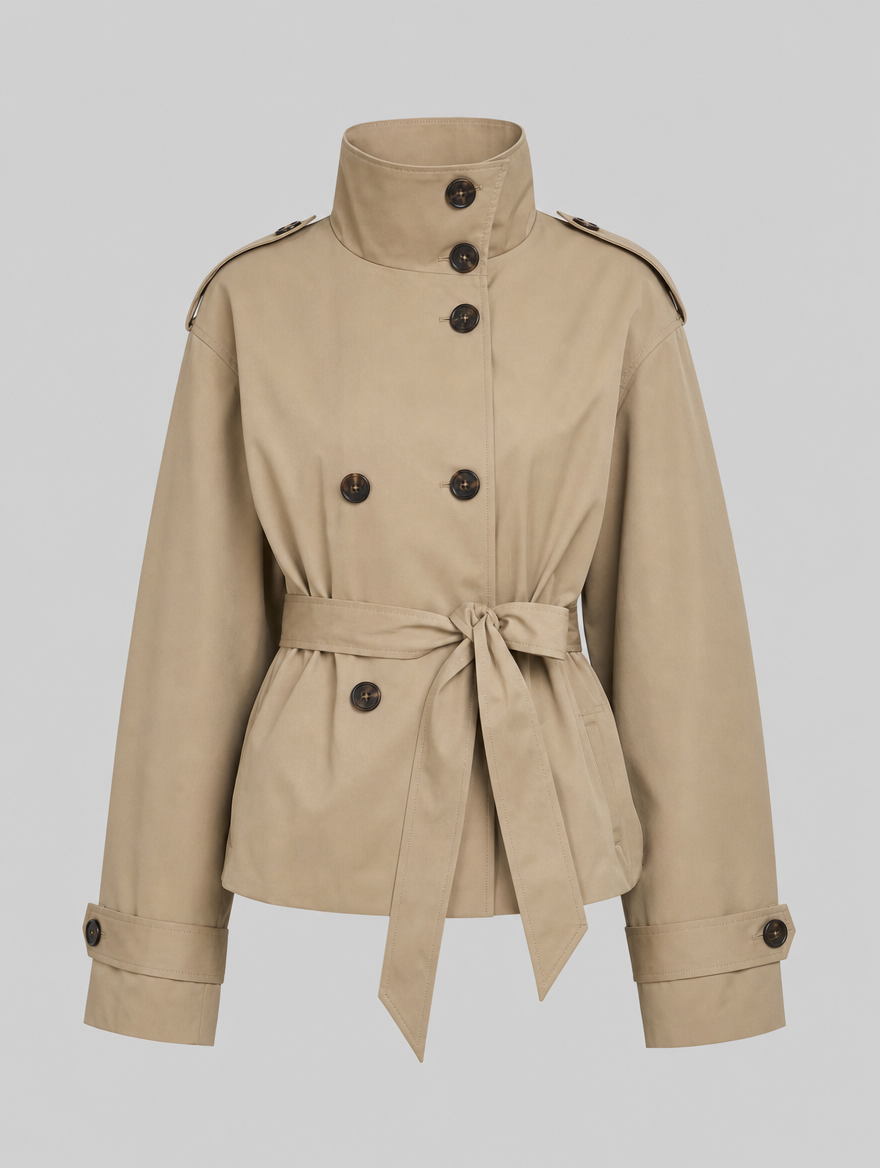Women's Short Belted Trench Coat | Caldecott - Juana Fashion