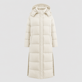 Women's Long Hooded Quilted Coat | Camberley in Beige - Juana Fashion