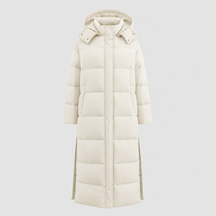 Women's Long Hooded Quilted Coat | Camberley in Beige - Juana Fashion