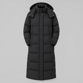 Women's Long Hooded Quilted Coat | Camberley in Beige - Juana Fashion