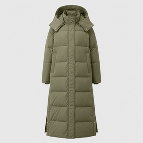 Women's Long Hooded Quilted Coat | Camberley in Beige - Juana Fashion