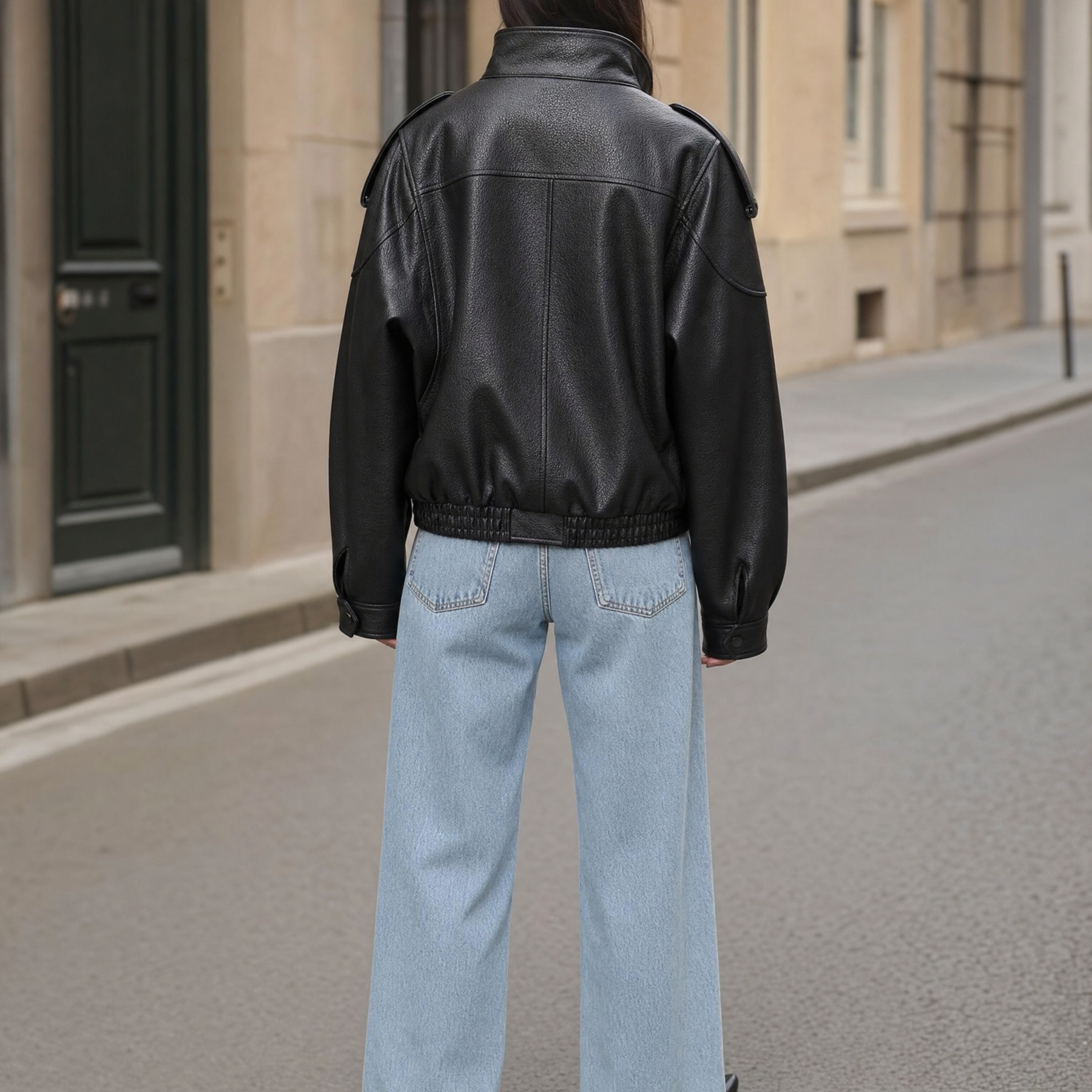 Women's Oversized Faux Leather Bomber Jacket | Camden - Juana Fashion