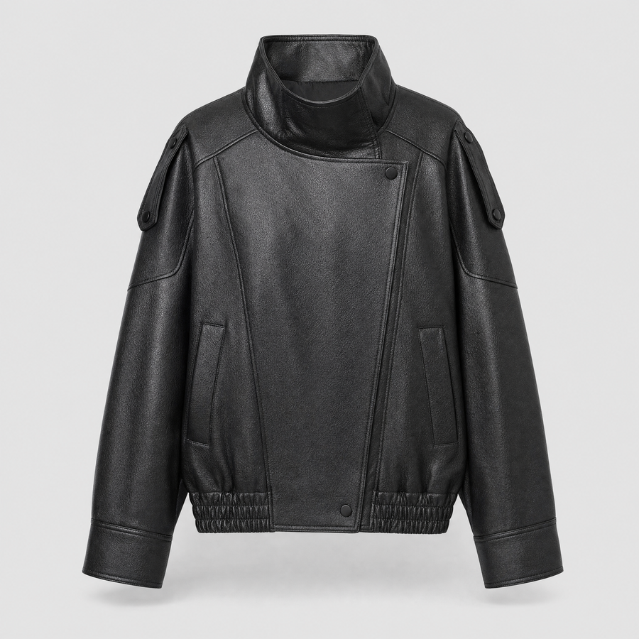 Women's Oversized Faux Leather Bomber Jacket | Camden - Juana Fashion