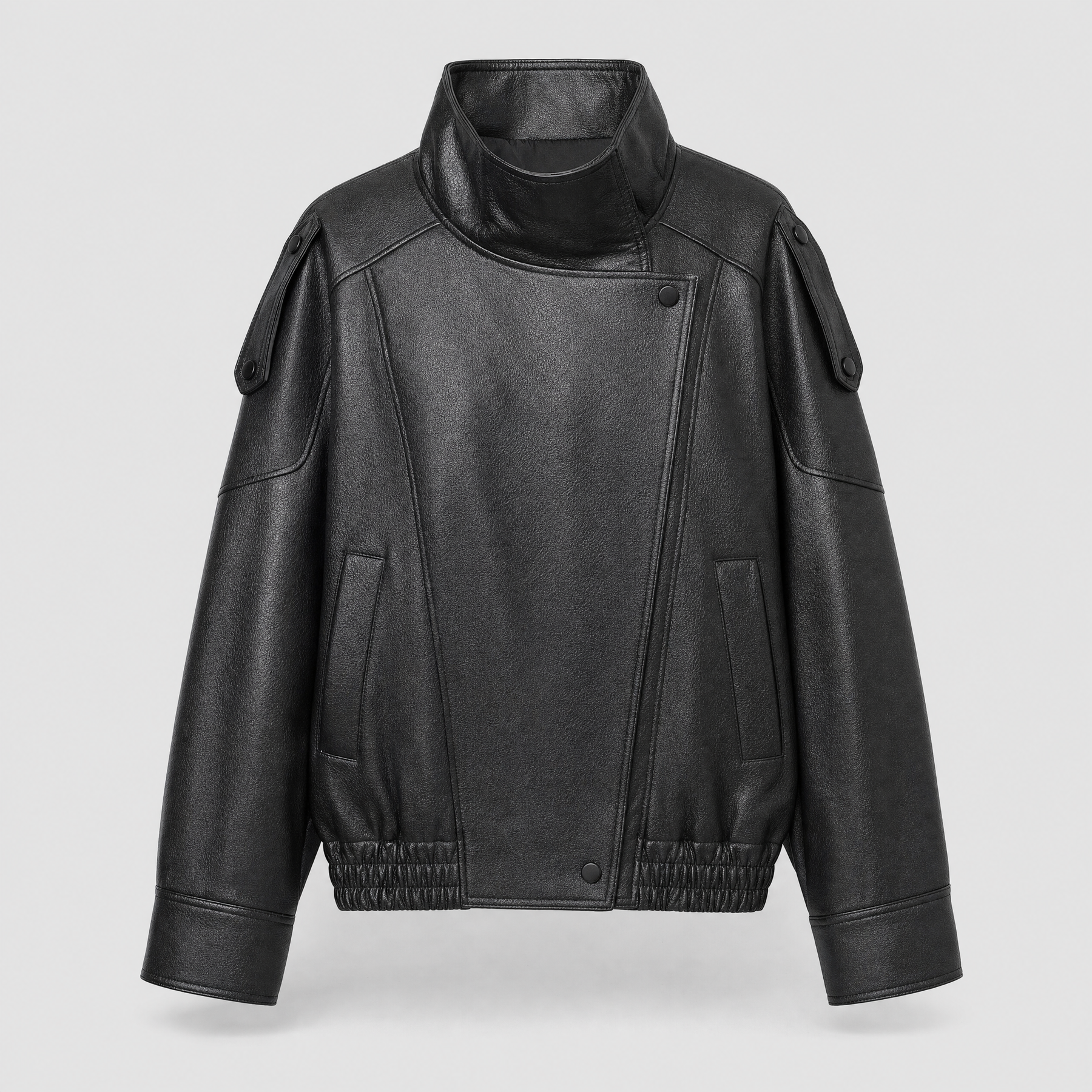 Women's Oversized Faux Leather Bomber Jacket | Camden - Juana Fashion