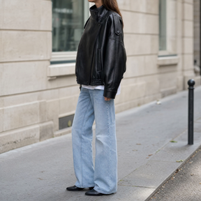 Women's Oversized Faux Leather Bomber Jacket | Camden - Juana Fashion