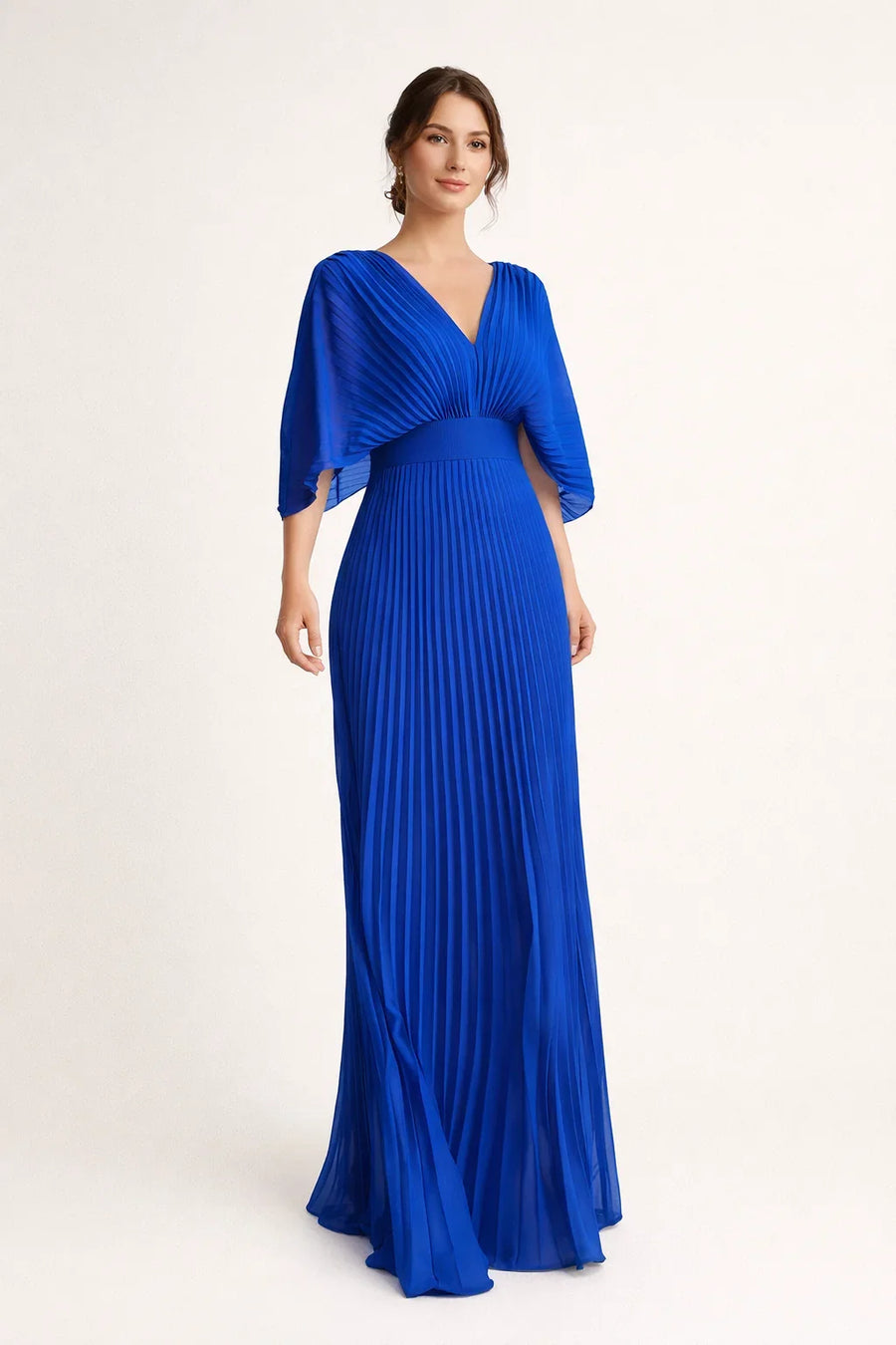 Women's V-Neck Pleated Maxi Wedding Guest Dress | Carol