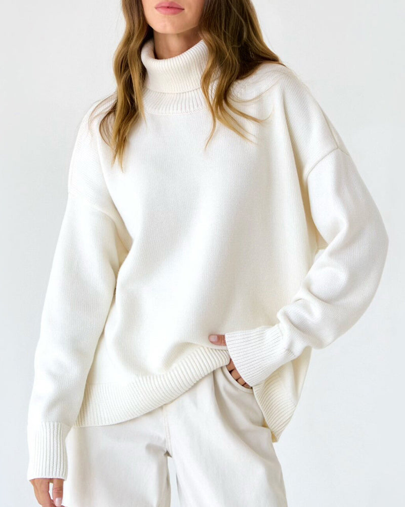 Women's Wool Blend Oversized Turtleneck Sweater — View 8