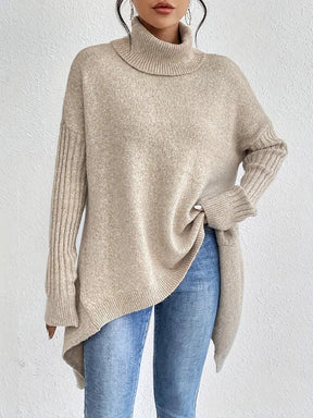 Women's Ribbed Longline Turtleneck Sweater — View 1