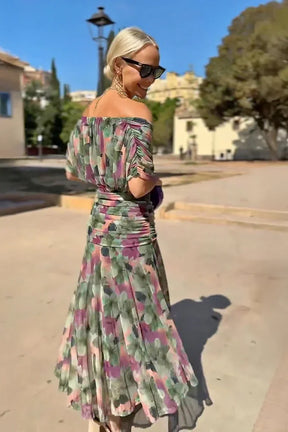 Women's Draped V-Neck Maxi Wedding Guest Dress | Charlotte