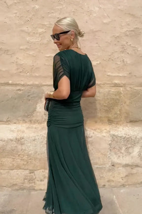 Women's Draped V-Neck Maxi Wedding Guest Dress | Charlotte