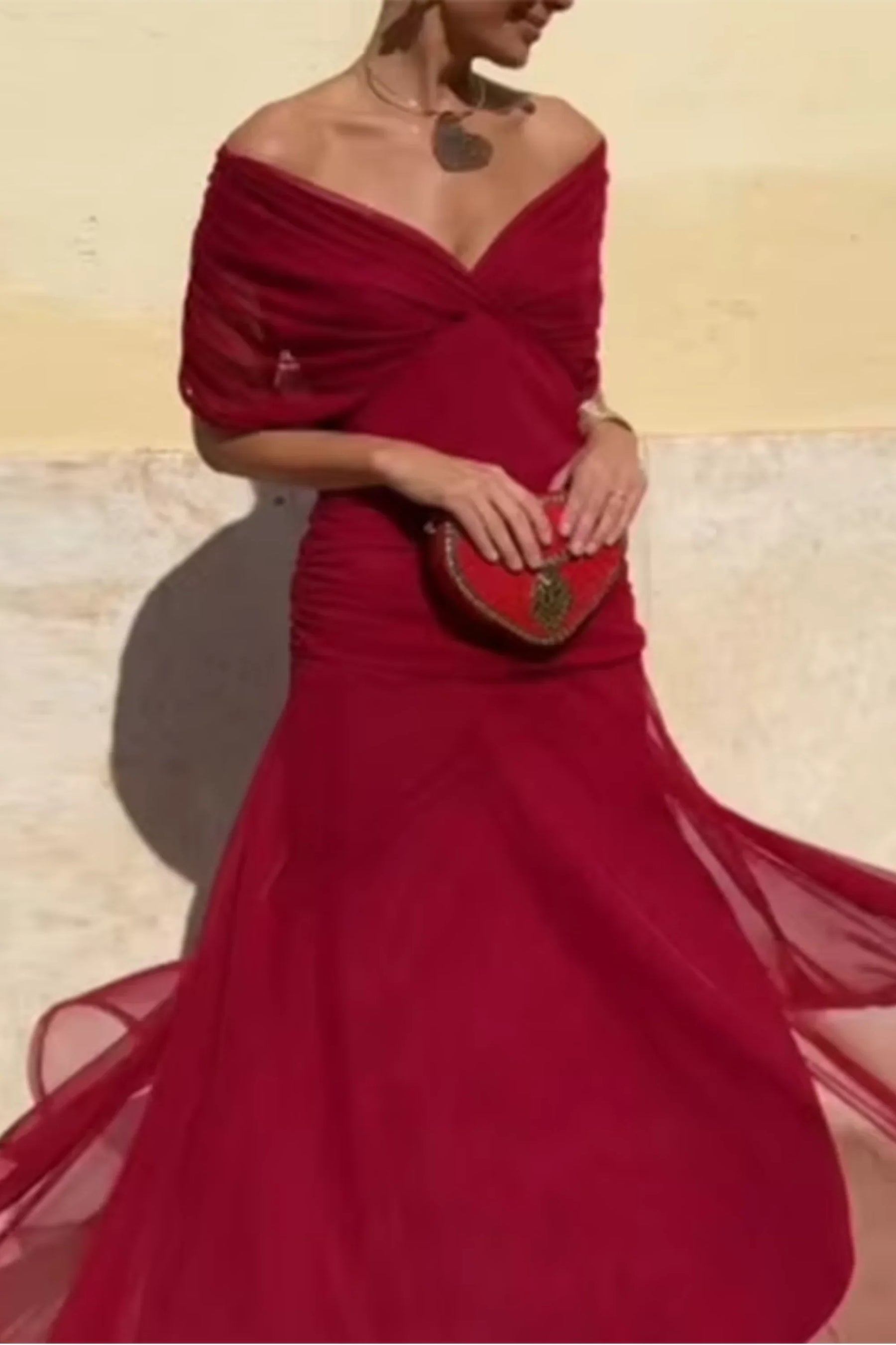 Women's Draped V-Neck Maxi Wedding Guest Dress | Charlotte