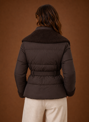 Women's Belted Quilted Winter Jacket | Serena in Black - Juana Fashion