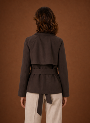Women's Short Belted Trench Coat | Giulia in Black - Juana Fashion
