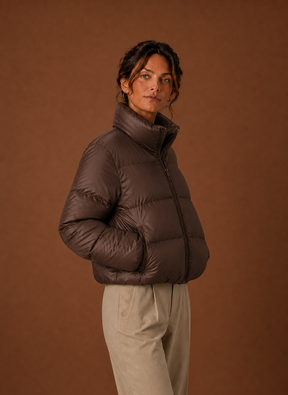 Women's Quilted Winter Jacket | Rosalia in Chocolate Brown - Juana Fashion