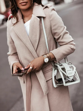 Women's Long City Coat | Helene in Camel - Juana Fashion