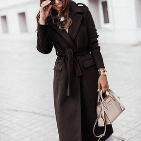 Women's Long City Coat | Helene in Apricot - Juana Fashion