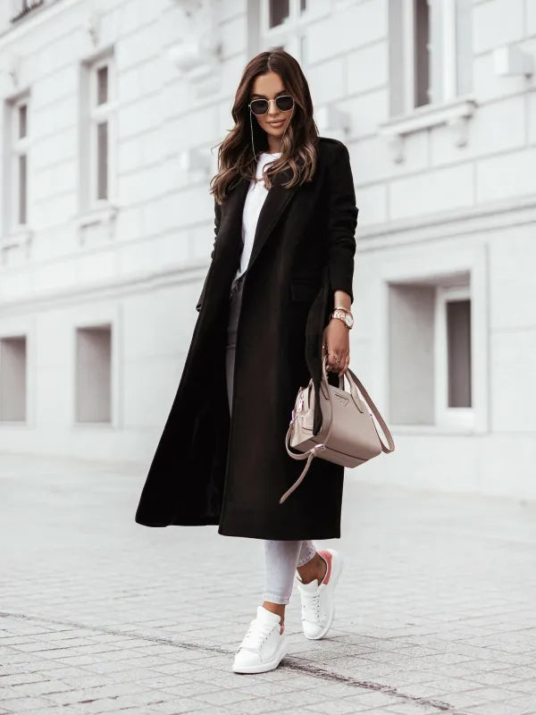 Women's Long City Coat | Helene in Camel - Juana Fashion