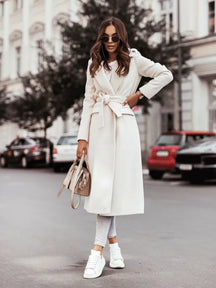 Women's Long City Coat | Helene in Apricot - Juana Fashion