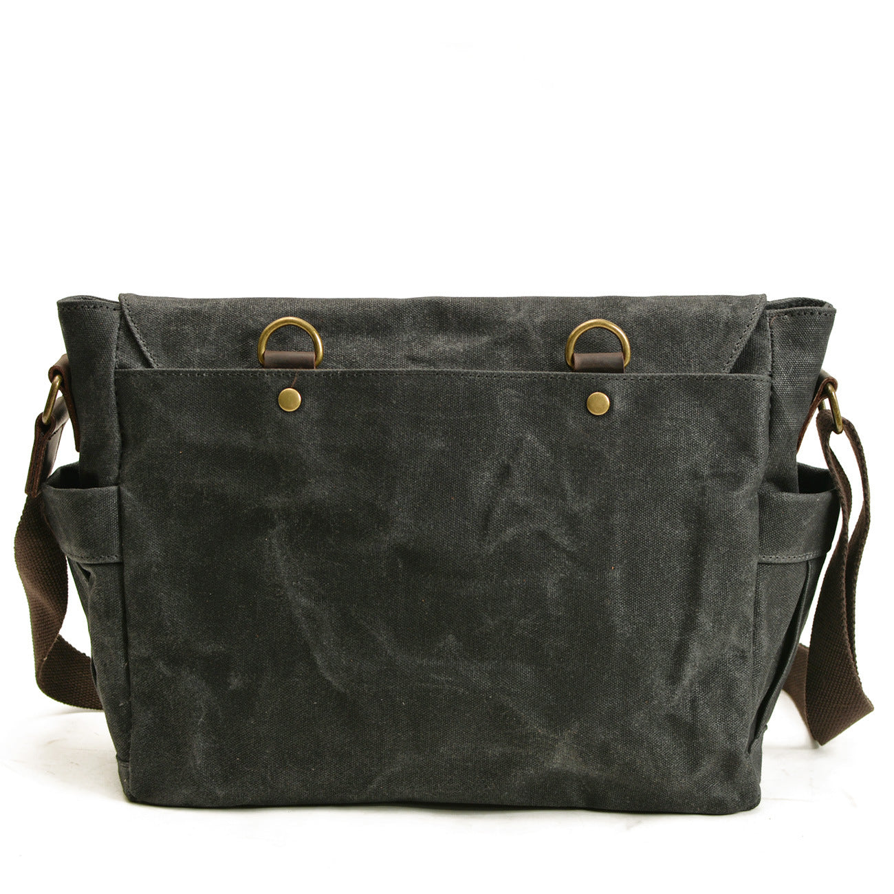 Waxed Canvas Messenger Bag with Leather Trim by Juana Fashion