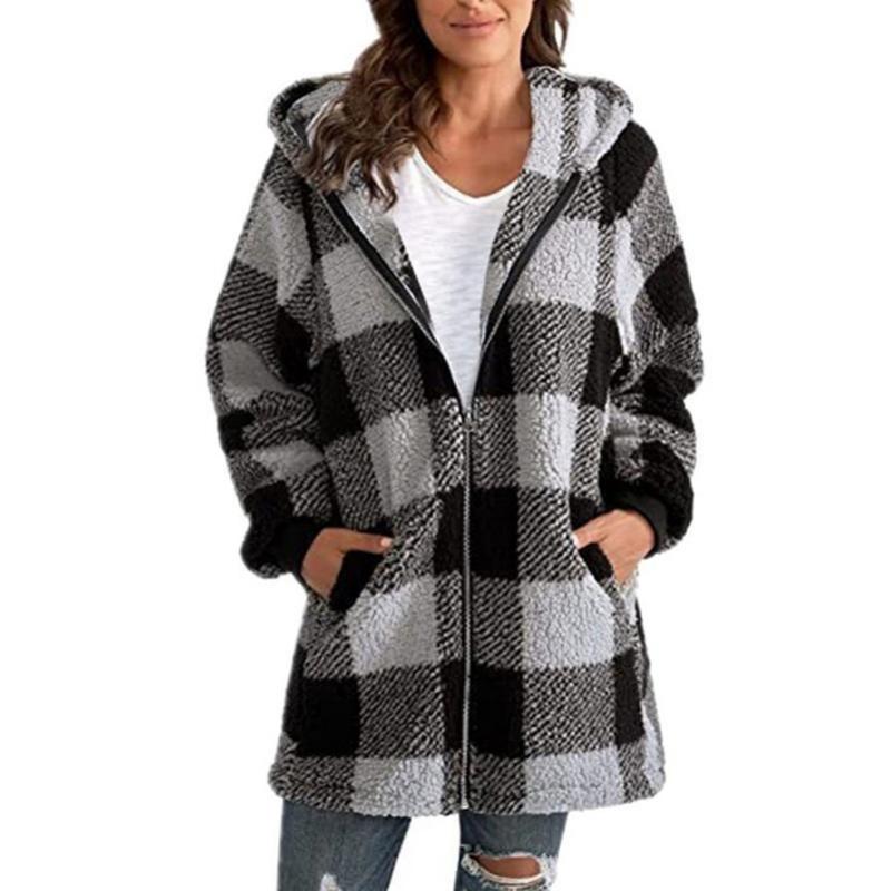 Women's Plaid Hooded Coat — View 6