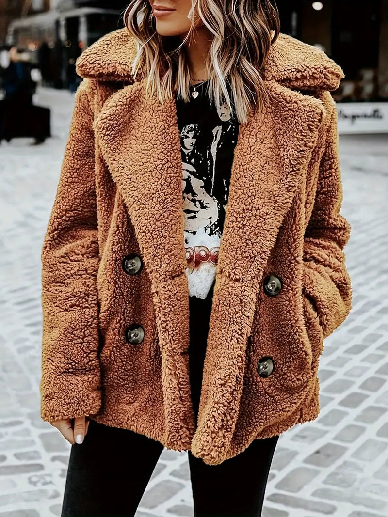 Women's Double Breasted Teddy Jacket — View 5