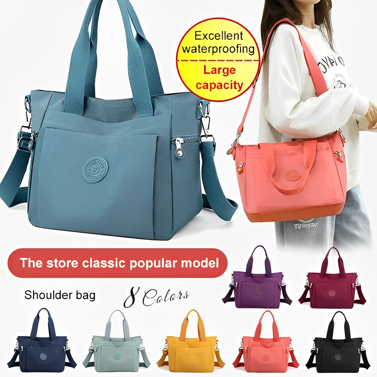 Women's Seven Compartment Shoulder Tote Bag by Juana Fashion