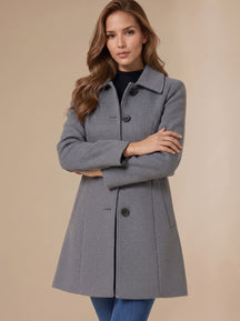 Women's Button-Front A-Line Winter Coat | Marie in Gray - Juana Fashion